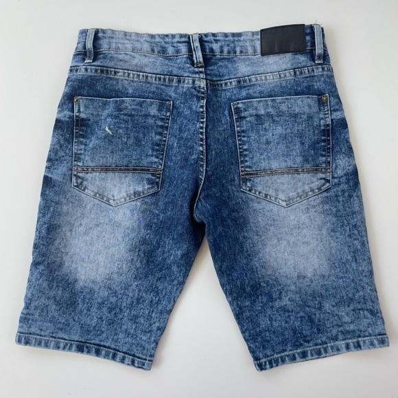 South Pole Men's Blue Acid Washed Slim Denim Jean Shorts Size 30 - Picture 3 of 9